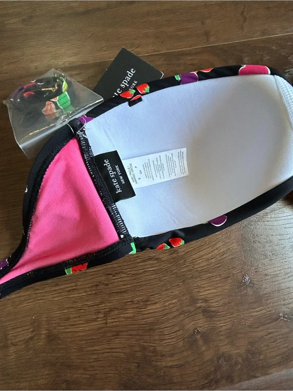 Kate Spade Fruits Bandeau Bikini Top & High Cut Bottom Swimsuit Set S